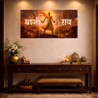 The 'बाजीराव' Peshwa Bajirao Epic 3 Panel SPLIT Poster | 8K | Premium Glossy