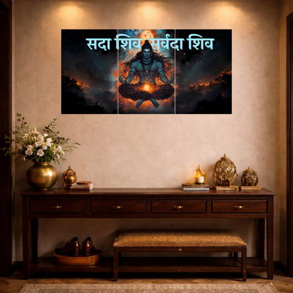 The 'सदा शिव सर्वदा शिव' ShivJi 3 Panel SPLIT Poster | 8K | Premium Glossy