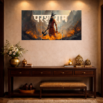 The 'परशुराम' Parshuram Ji Epic 3 Panel SPLIT Poster | 8K | Premium Glossy