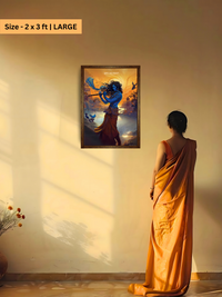 The 'कृष्णः सदा सहायते' Krishna Wall Frame | Premium Quality - Bharatvarsh Arts--Wall Poster Sets - Buy Indian Spiritual, Mythology, Gods, Warrior Wall Art - For Living Room, Decor