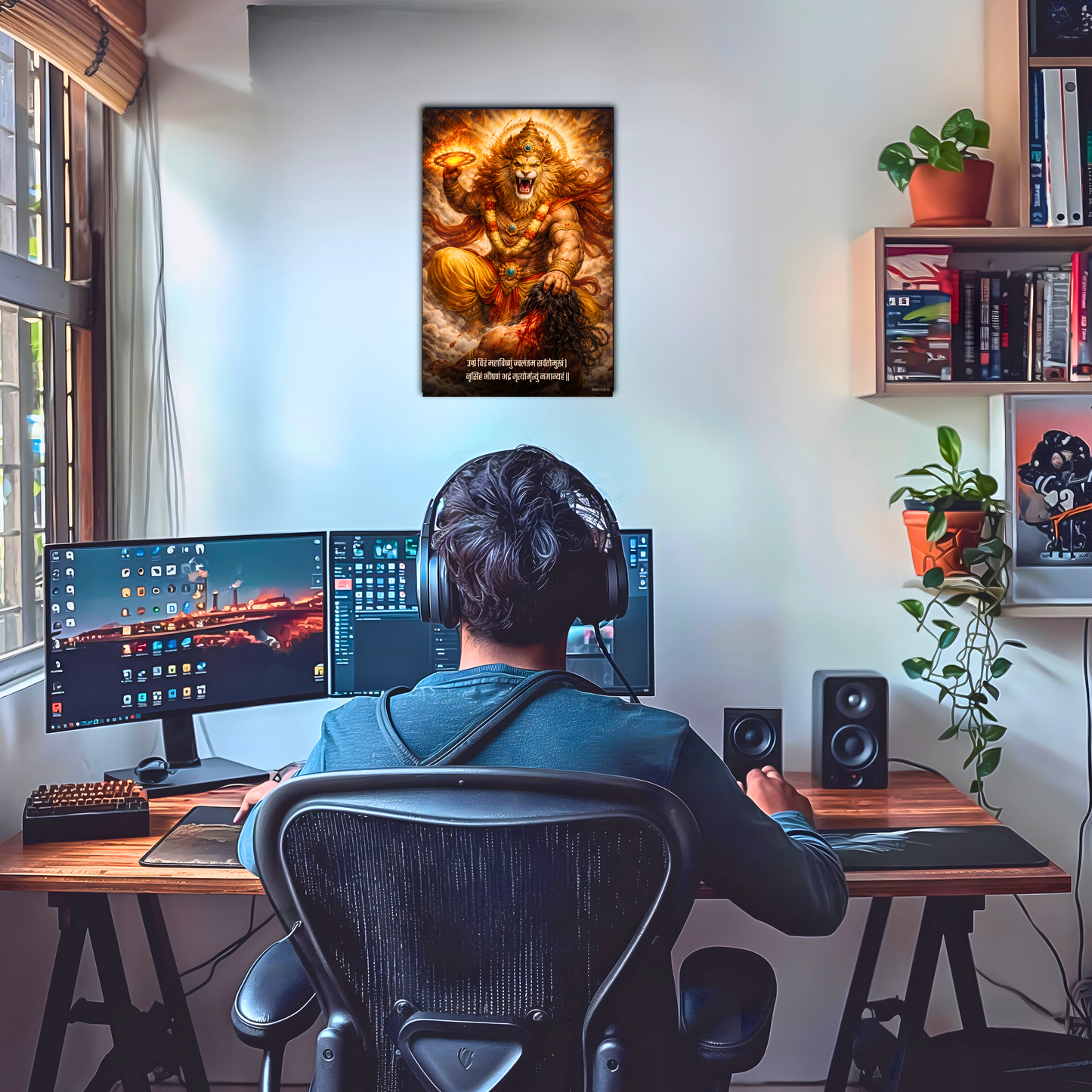 The 'उग्रं विरं महाविष्णुं' Lord Narsimha Wall Poster | 8K | Premium Glossy