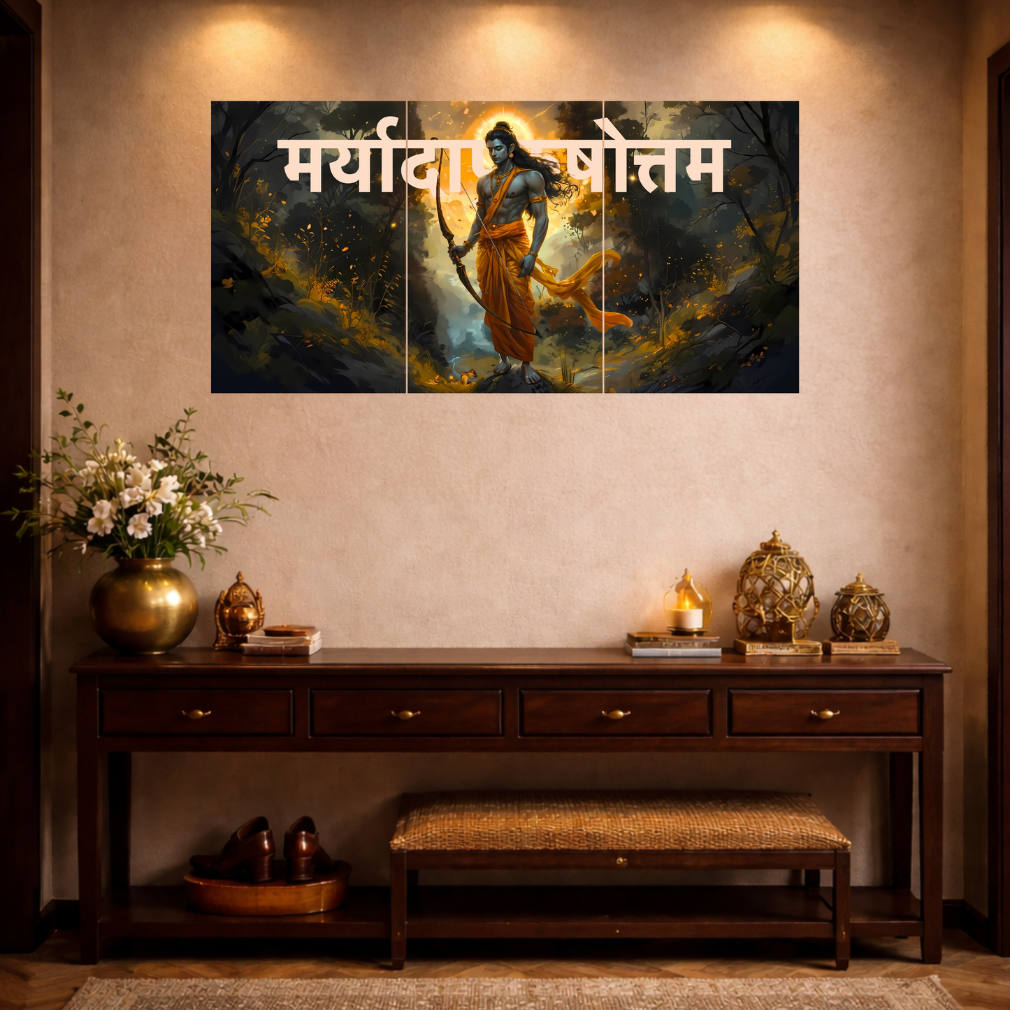 The 'मर्यादापुरुषोत्तम' Prabhu Shree Ram Epic 3 Panel SPLIT Poster | 8K | Premium Glossy