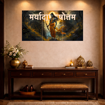 The 'मर्यादापुरुषोत्तम' Prabhu Shree Ram Epic 3 Panel SPLIT Poster | 8K | Premium Glossy
