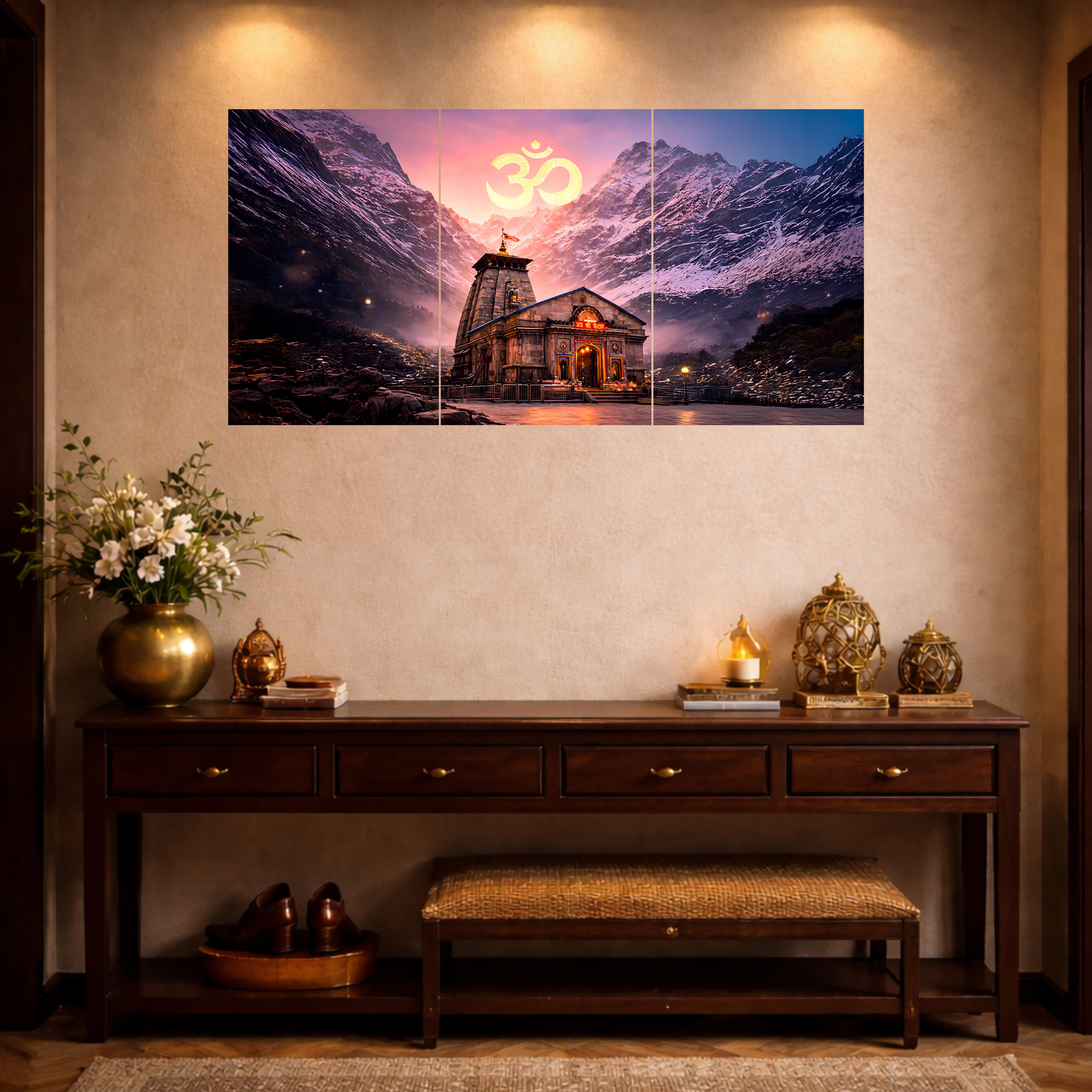 The Kedarnath Shiv Temple 3 Panel SPLIT Poster | 8K | Premium Glossy