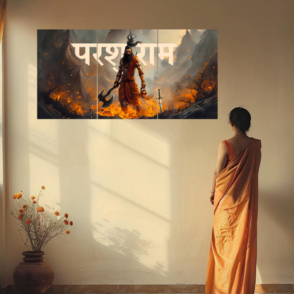 The 'परशुराम' Parshuram Ji Epic 3 Panel SPLIT Poster | 8K | Premium Glossy