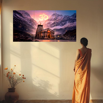 The Kedarnath Shiv Temple 3 Panel SPLIT Poster | 8K | Premium Glossy
