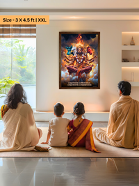 The 'ॐ पञ्चमुखहनुमते' Panchmukhi Hanuman Wall Frame | Premium Quality - Bharatvarsh Arts--Wall Poster Sets - Buy Indian Spiritual, Mythology, Gods, Warrior Wall Art - For Living Room, Decor