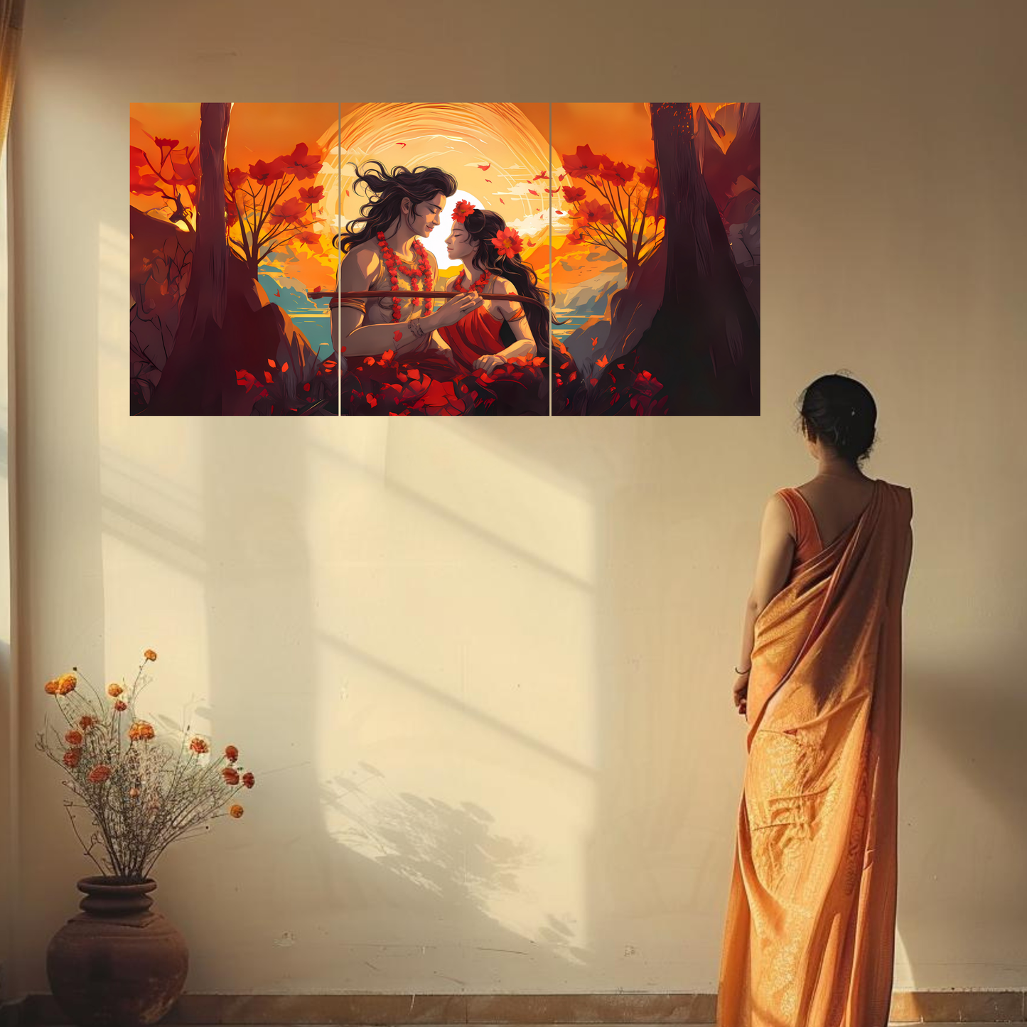 The Radha Krishna Epic 3 Panel SPLIT Poster | 8K | Premium Glossy