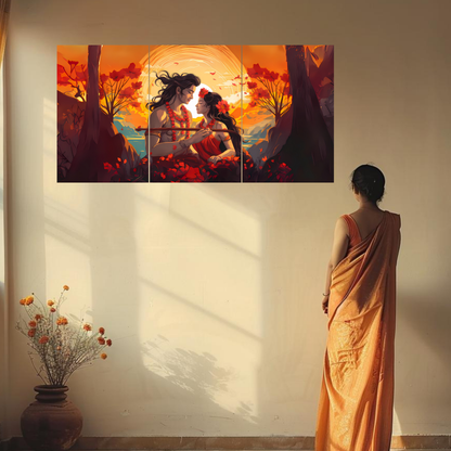 The Radha Krishna Epic 3 Panel SPLIT Poster | 8K | Premium Glossy