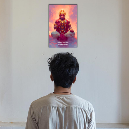 The 'सब सुख लहै तुम्हारी सरना' Peaceful Hanuman Wall Poster | 8K | Premium Glossy