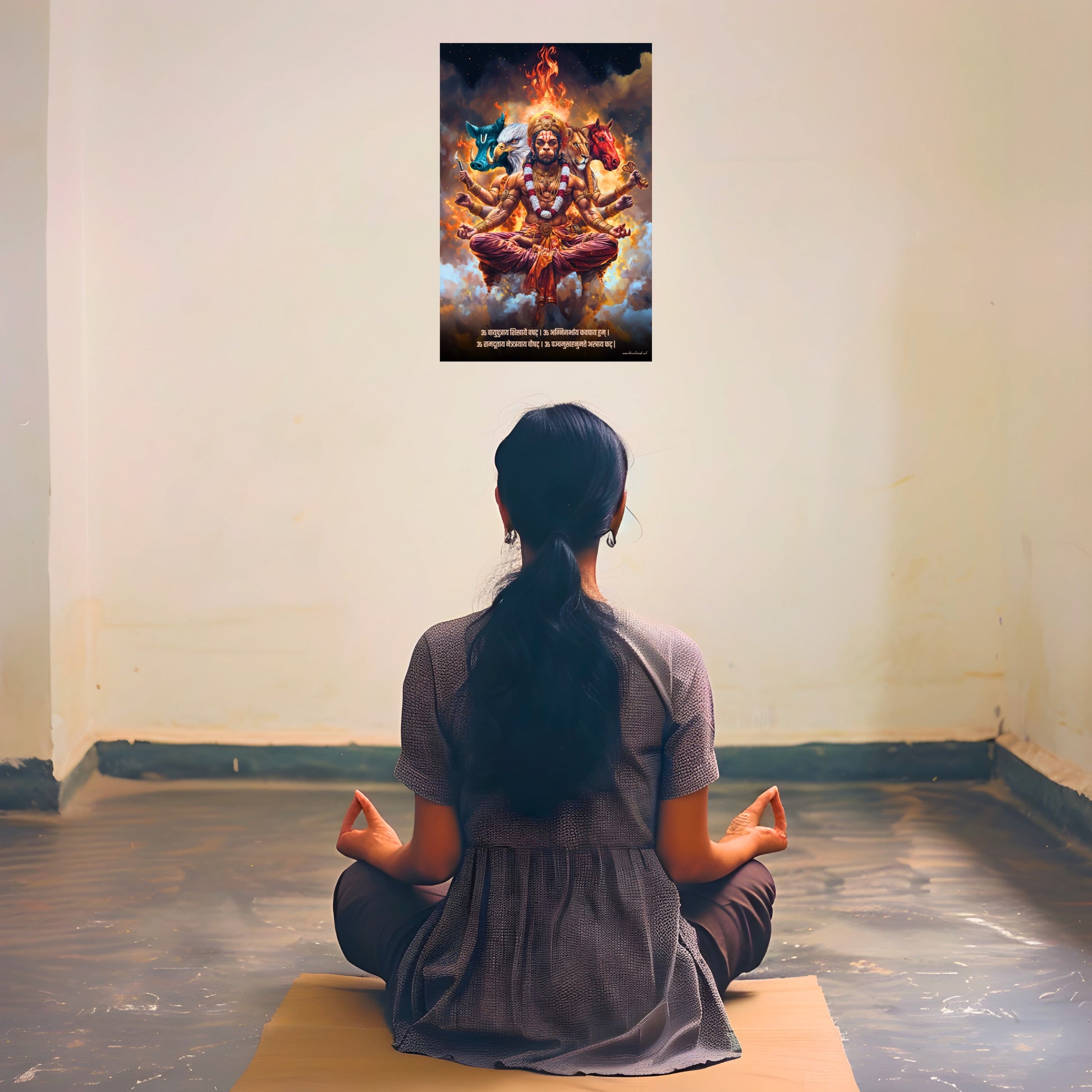 The 'ॐ पञ्चमुखहनुमते' Panchmukhi Hanuman Poster | 8K | Premium Glossy - Bharatvarsh Arts--Wall Poster Sets - Buy Indian Spiritual, Mythology, Gods, Warrior Wall Art - For Living Room, Decor