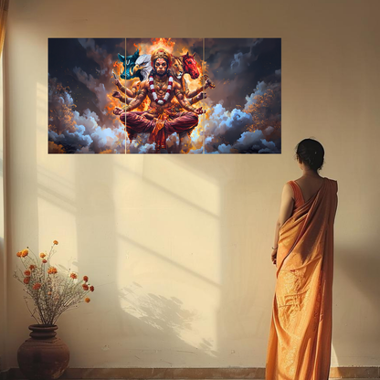 The Panchmukhi Hanuman Epic 3 Panel SPLIT Poster | 8K | Premium Glossy