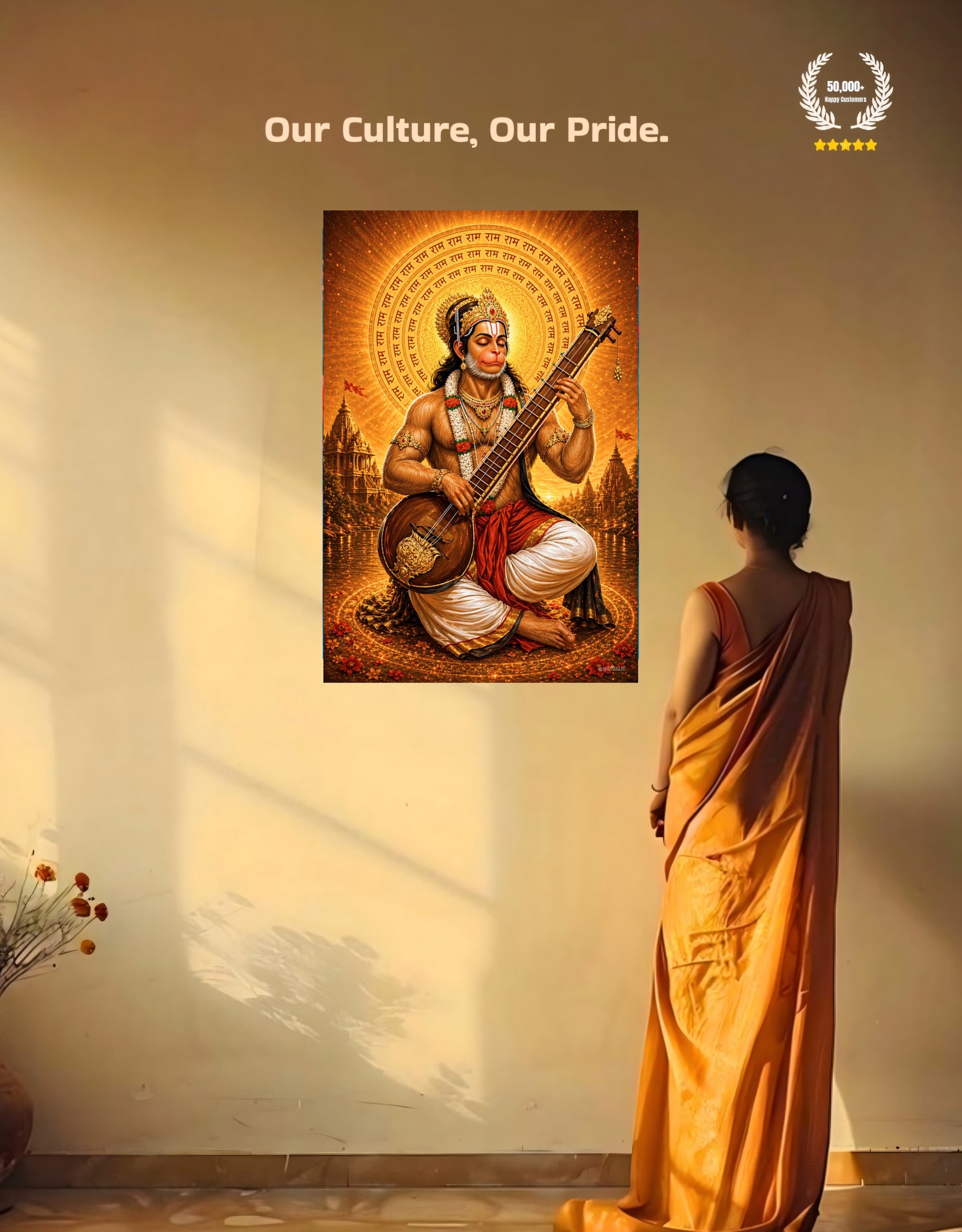 The Hanuman Ji Bhajan Peaceful Premium Large Poster | 8K | Premium Glossy