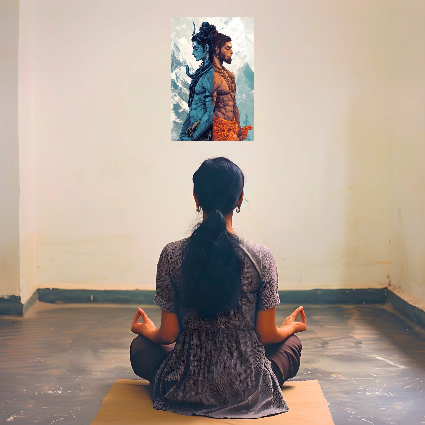 The Lord Shiva and Hanuman Poster | 8K | Premium Glossy - Bharatvarsh Arts--Wall Poster Sets - Buy Indian Spiritual, Mythology, Gods, Warrior Wall Art - For Living Room, Decor