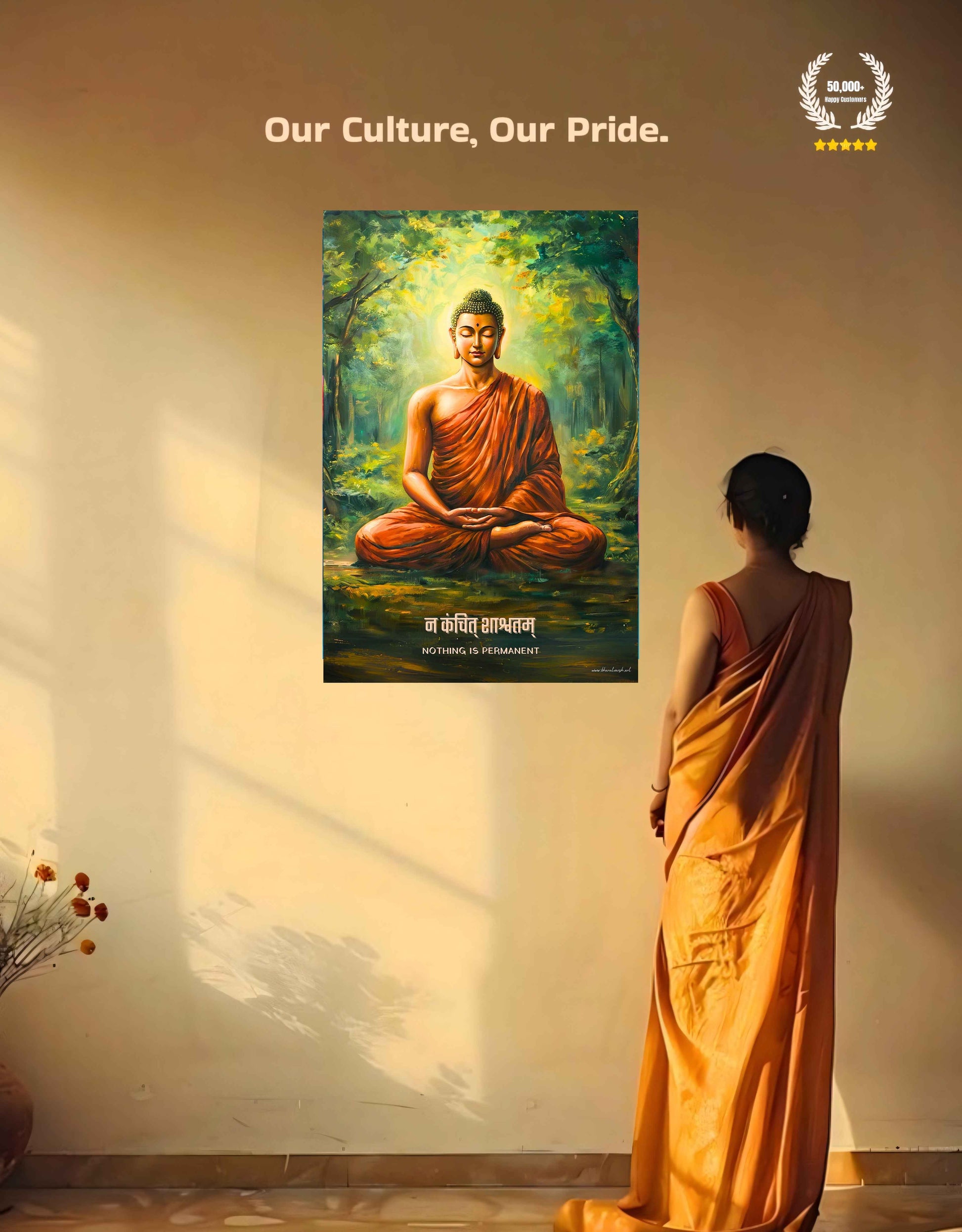 The "न कंचित् शाश्वतम्" Gautam Buddha Large Poster | 8K | Premium Glossy