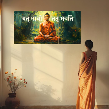 The 'यत् भावो तत् भवति' Gautam Buddha Epic 3 Panel SPLIT Poster | 8K | Premium Glossy