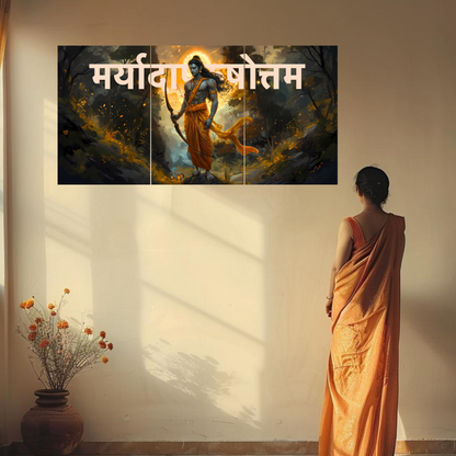 The 'मर्यादापुरुषोत्तम' Prabhu Shree Ram Epic 3 Panel SPLIT Poster | 8K | Premium Glossy