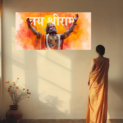The 'जय श्रीराम' Lord Hanuman Epic 3 Panel SPLIT Poster | 8K | Premium Glossy