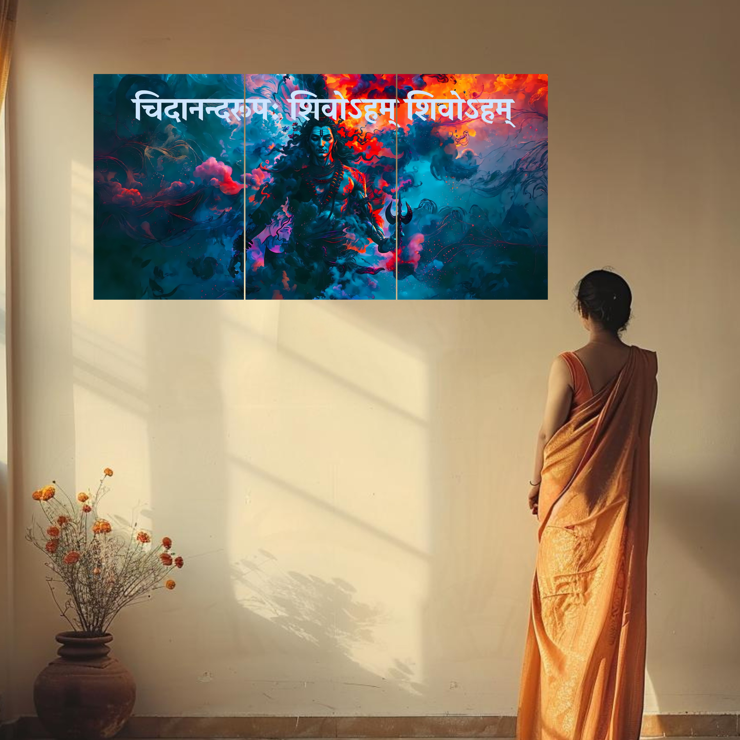 The 'चिदानन्दरूपः शिवोऽहम् शिवोऽहम्' Lord Shiva Epic 3 Panel SPLIT Poster | 8K | Premium Glossy