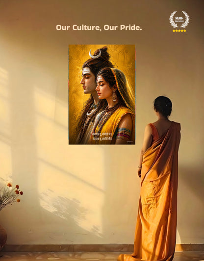 The 'गंगाधर तू, गंगोत्री मैं ' Shiv Parvati Beautiful Premium Large Poster | 8K | Premium Glossy