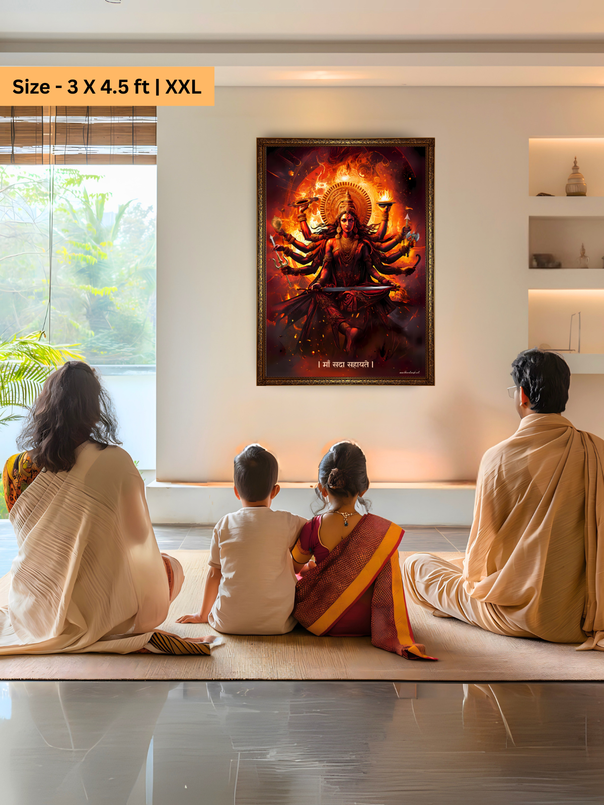 The "महिषासुरमर्दिनि" Durga Mata Wall Frame | Premium Quality - Bharatvarsh Arts--Wall Poster Sets - Buy Indian Spiritual, Mythology, Gods, Warrior Wall Art - For Living Room, Decor