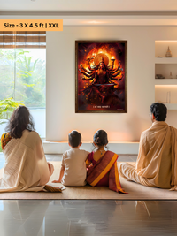 The "महिषासुरमर्दिनि" Durga Mata Wall Frame | Premium Quality - Bharatvarsh Arts--Wall Poster Sets - Buy Indian Spiritual, Mythology, Gods, Warrior Wall Art - For Living Room, Decor