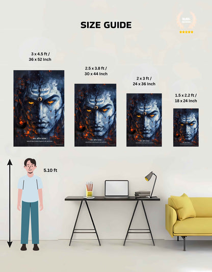 The Lord Shiva "अंतः अस्ति प्रारंभः" Large Poster | 8K | Premium Glossy