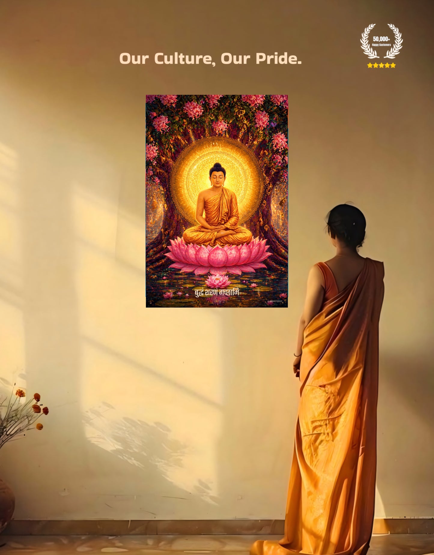 The 'बुद्धं शरणं गच्छामि' Gautam Buddha Peaceful Premium Large Poster | 8K | Premium Glossy