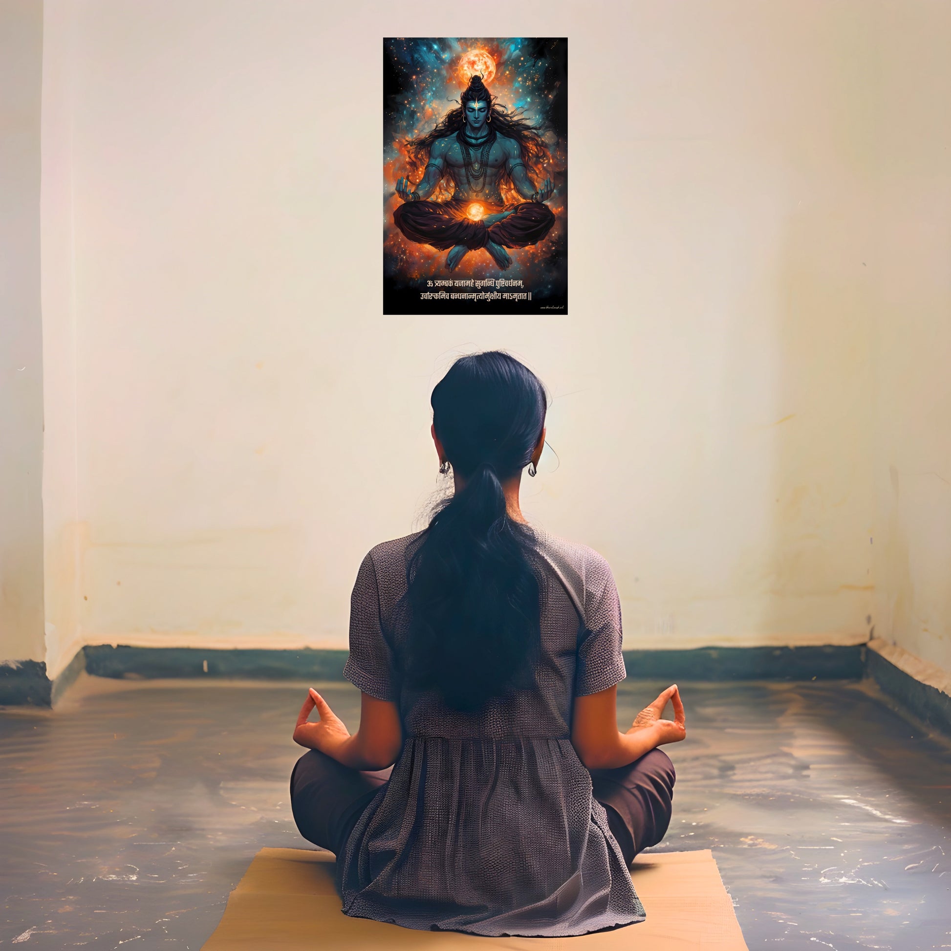 The "ॐ त्र्यम्बकं यजामहे " Lord Shiva Poster | 8K | Premium Glossy - Bharatvarsh Arts--Wall Poster Sets - Buy Indian Spiritual, Mythology, Gods, Warrior Wall Art - For Living Room, Decor