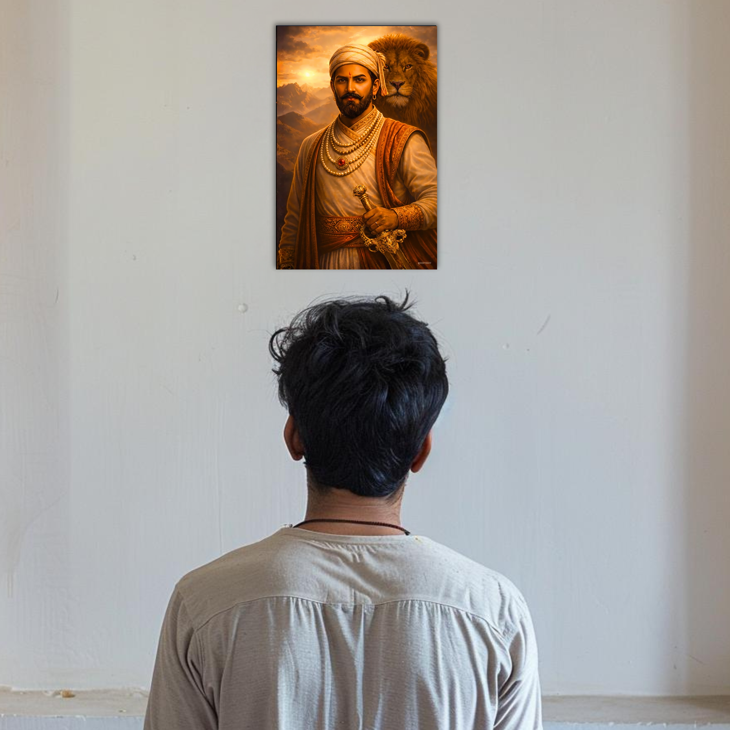 The Chatrapati Shivaji Maharaj and Lion Poster | 8K | Premium Glossy