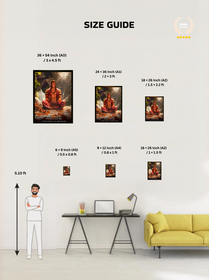 The 'अहमेव क्रान्तिः' Hanuman Meditation Wall Frame | Premium Quality