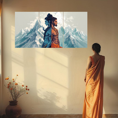 The Shiv Hanuman Epic 3 Panel SPLIT Poster | 8K | Premium Glossy