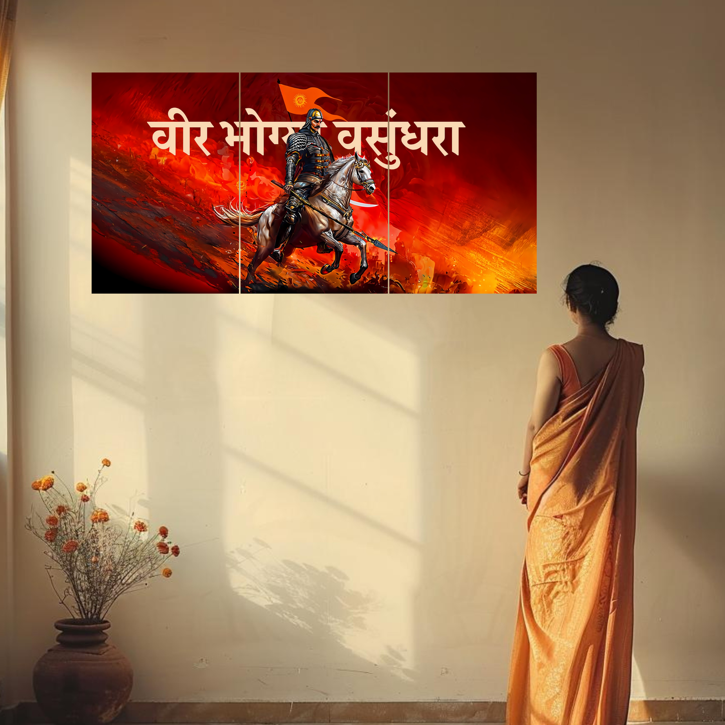 The 'वीर भोग्या वसुंधरा' Maharana Pratap Epic 3 Panel SPLIT Poster | 8K | Premium Glossy