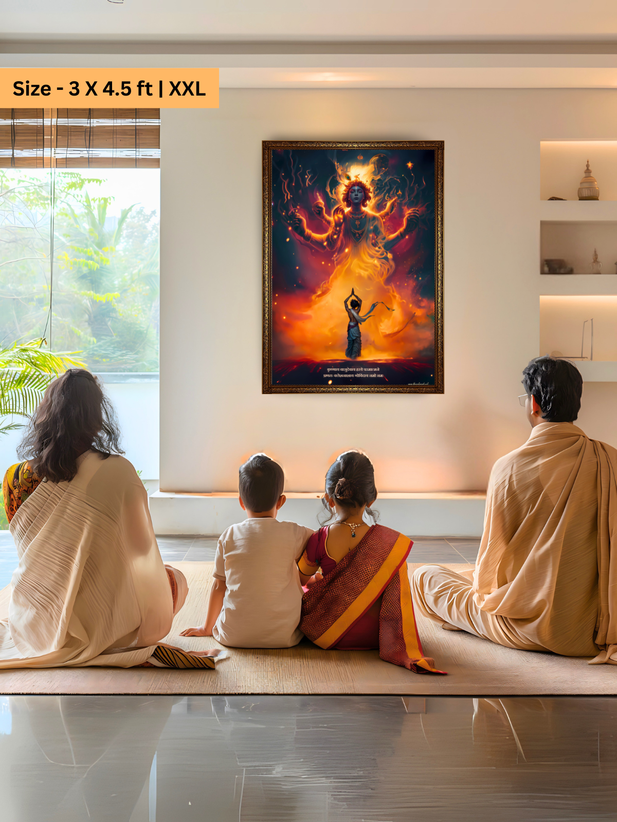 The "कृष्णाय वासुदेवाय हरये परमात्मने" Krishna Wall Frame | Premium Quality - Bharatvarsh Arts--Wall Poster Sets - Buy Indian Spiritual, Mythology, Gods, Warrior Wall Art - For Living Room, Decor