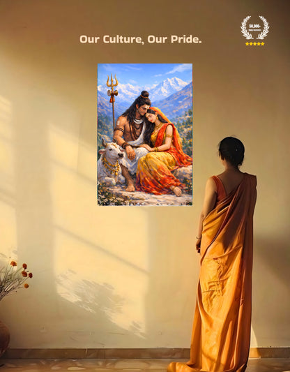 The Shiv Parvati Peaceful Premium Large Poster | 8K | Premium Glossy