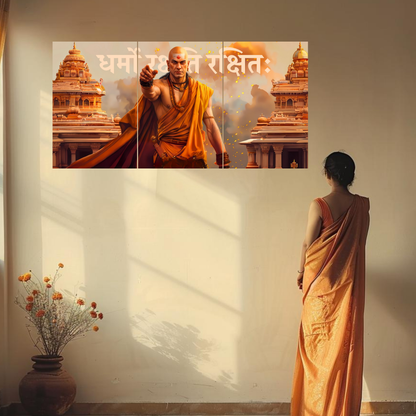 The 'धर्मो रक्षति रक्षितः' Chanakya Epic 3 Panel SPLIT Poster | 8K | Premium Glossy