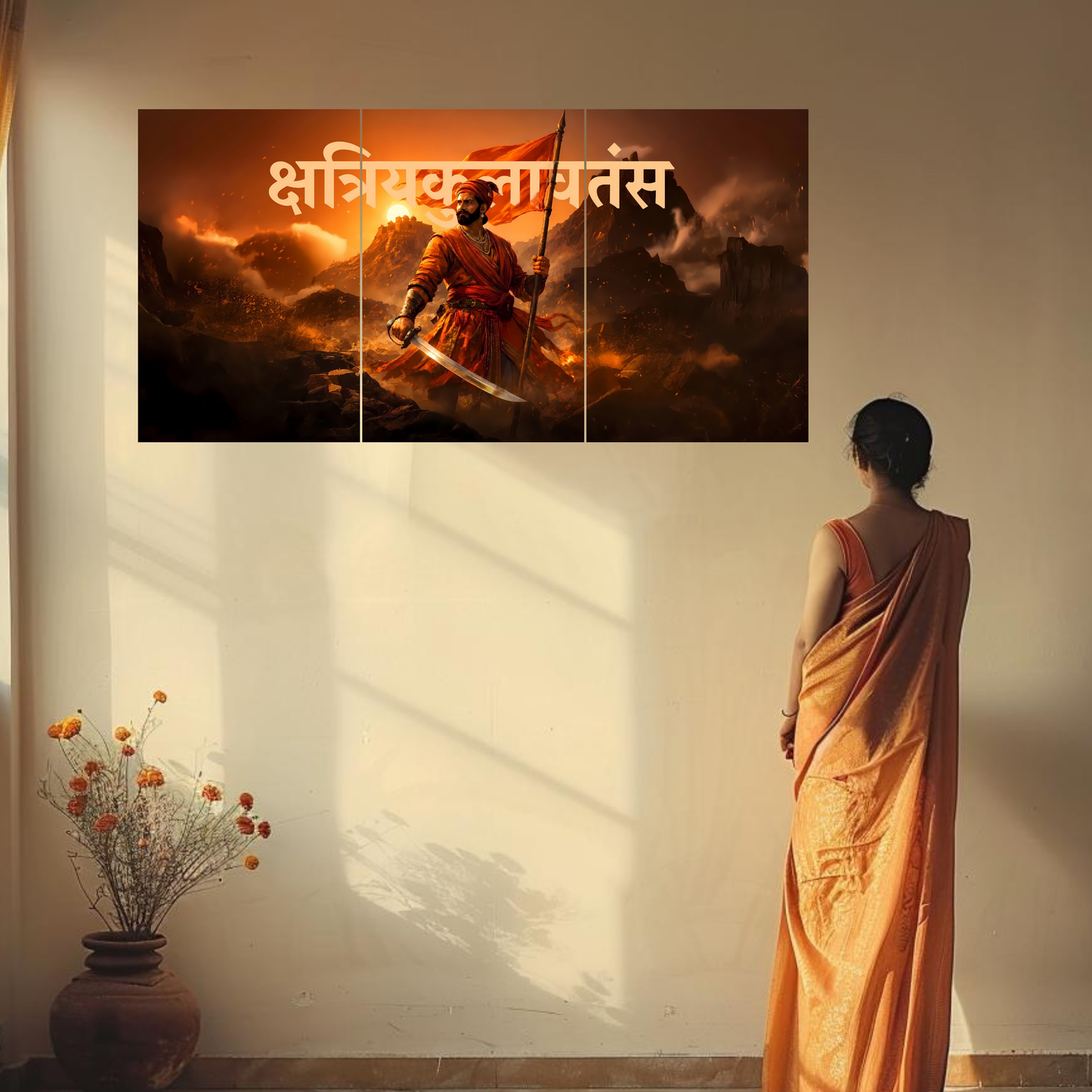 The 'क्षत्रियकुलावतंस' Chatrapati Shivaji Maharaj Epic 3 Panel SPLIT Poster | 8K | Premium Glossy
