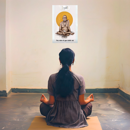 The "भिऊ नकोस मी तुझ्या पाठीशी आहे" Shri Swami Samarth Poster | 8K | Premium Glossy - Bharatvarsh Arts--Wall Poster Sets - Buy Indian Spiritual, Mythology, Gods, Warrior Wall Art - For Living Room, Decor