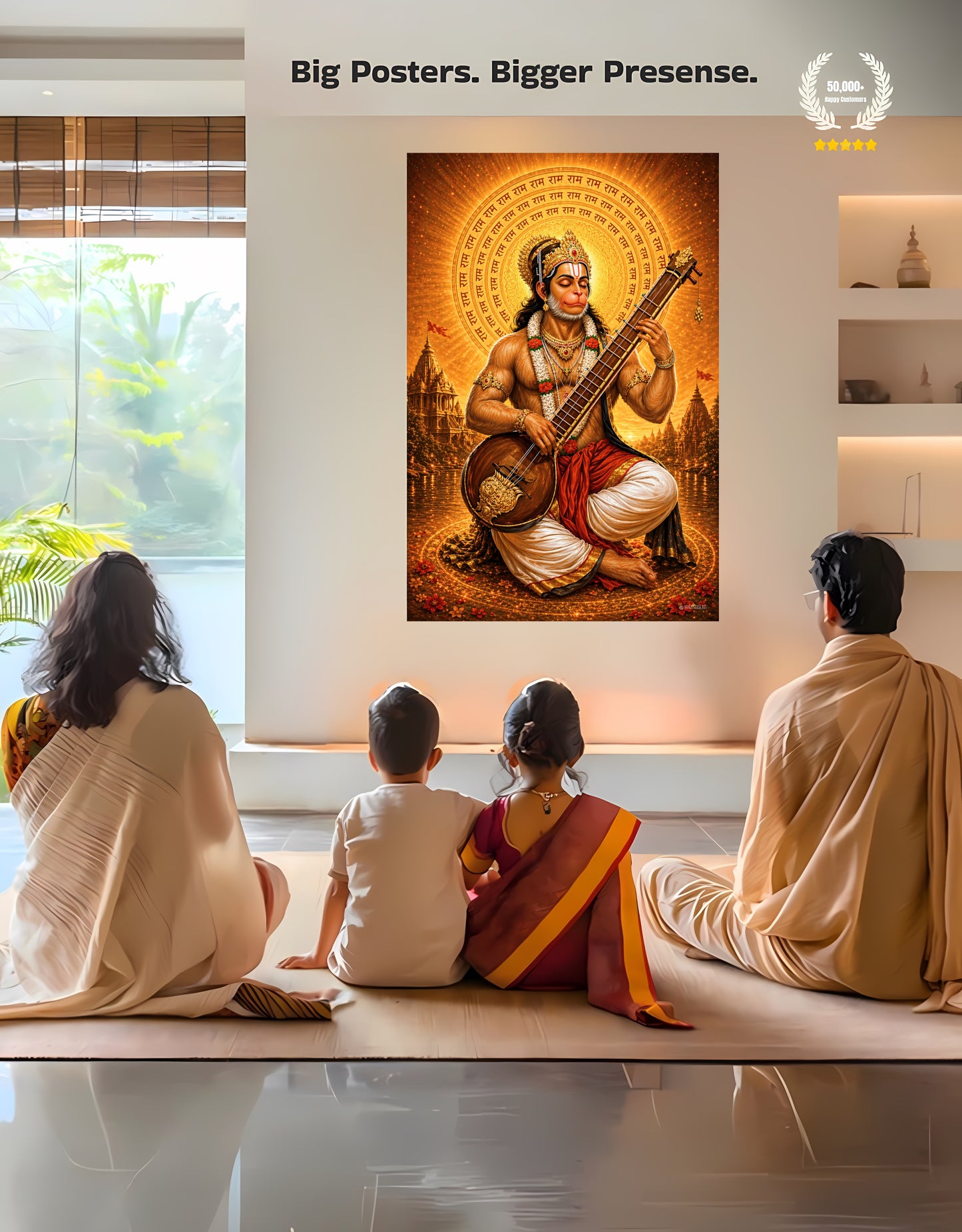 The Hanuman Ji Bhajan Peaceful Premium Large Poster | 8K | Premium Glossy