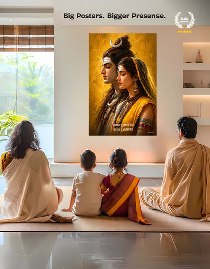 The 'गंगाधर तू, गंगोत्री मैं ' Shiv Parvati Beautiful Premium Large Poster | 8K | Premium Glossy
