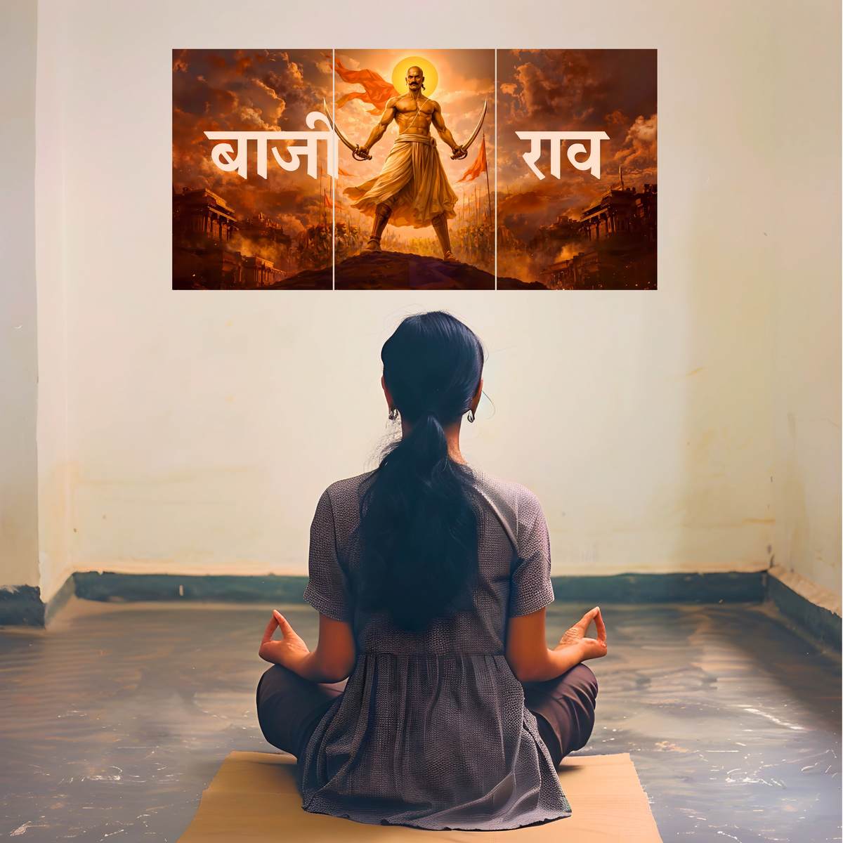 The 'बाजीराव' Peshwa Bajirao Epic 3 Panel SPLIT Poster | 8K | Premium Glossy