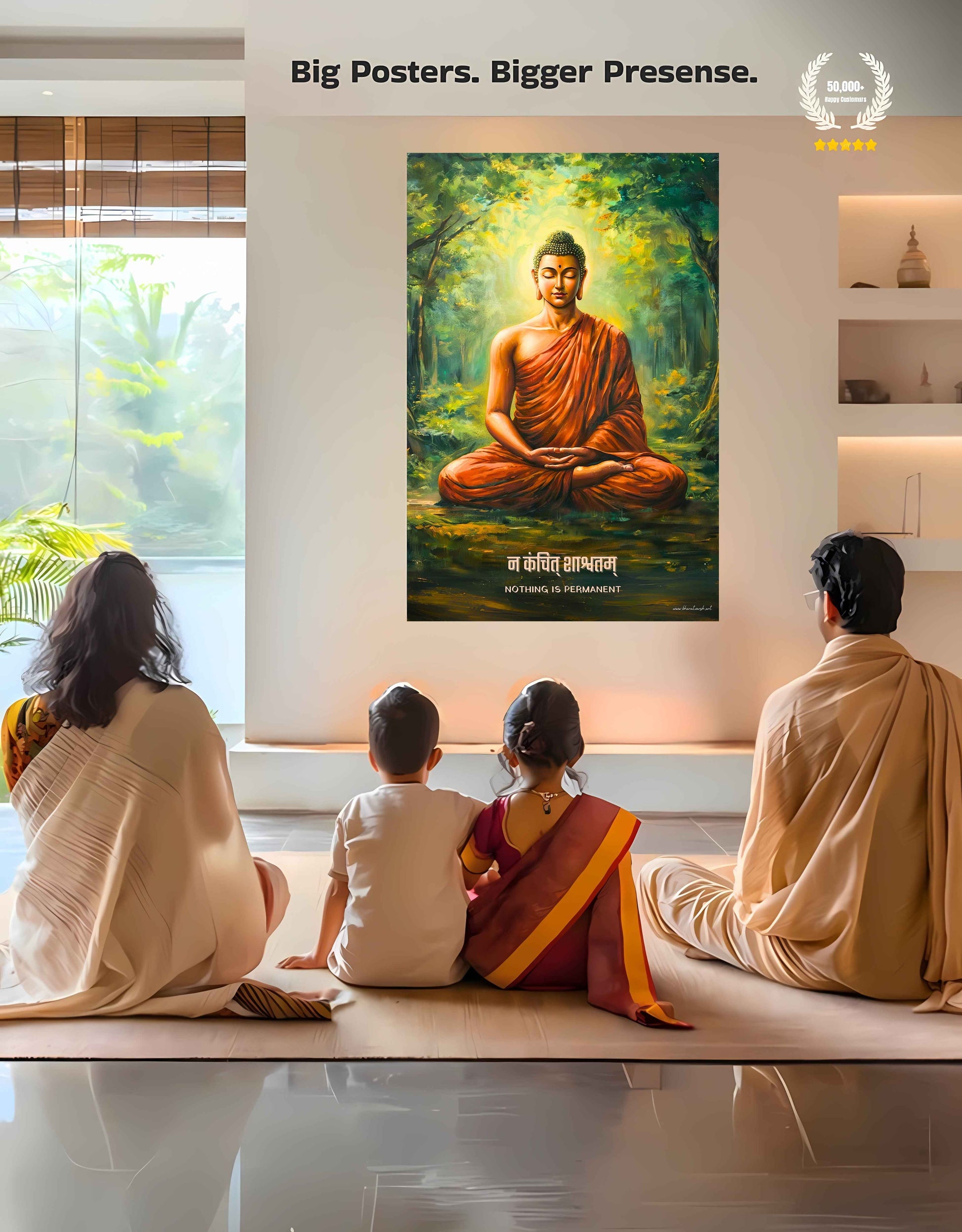 The "न कंचित् शाश्वतम्" Gautam Buddha Large Poster | 8K | Premium Glossy