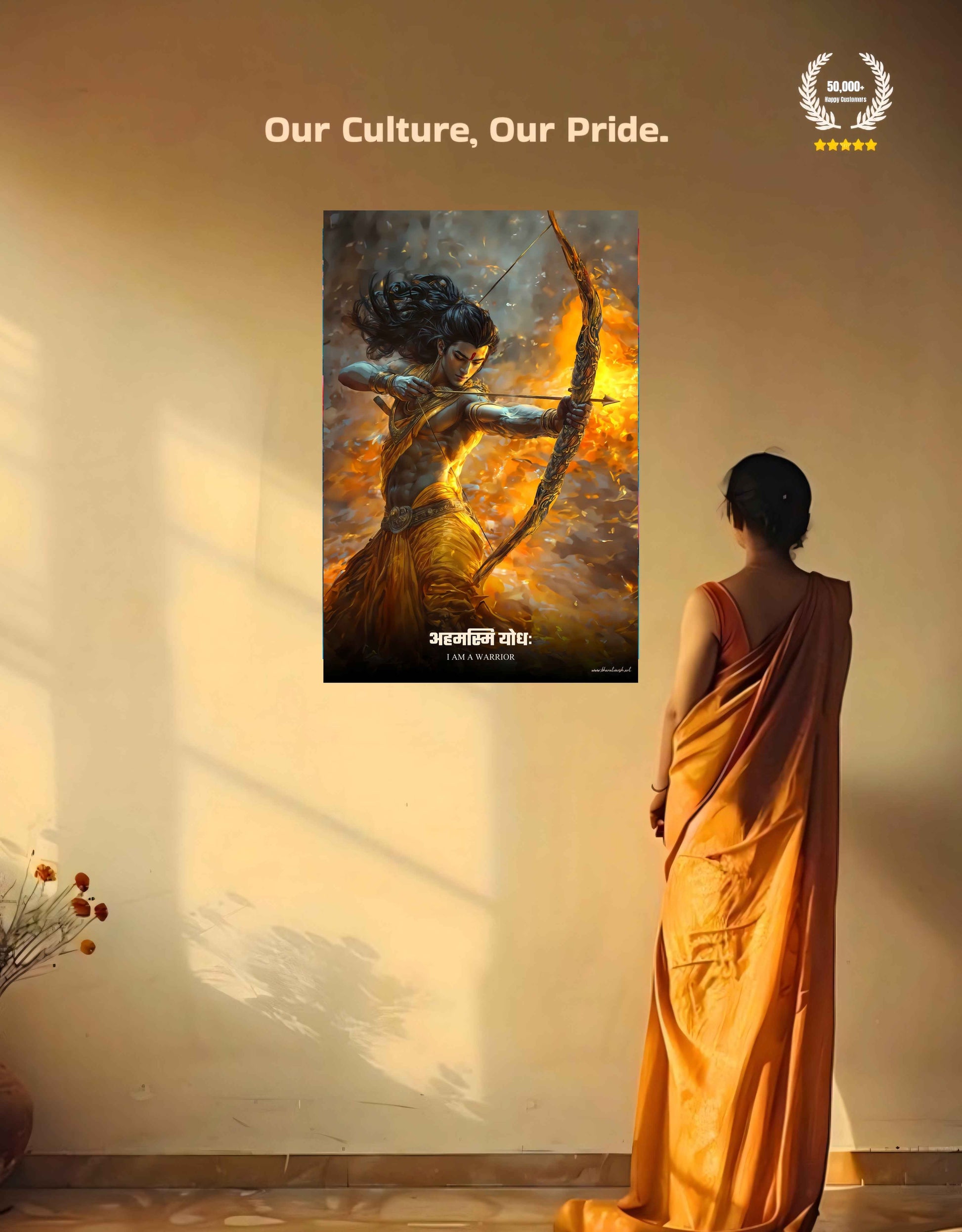 The "अहमस्मि योधः" Prabhu Shreeram Large Warrior Poster | 8K | Premium Glossy