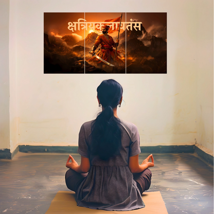 The 'क्षत्रियकुलावतंस' Chatrapati Shivaji Maharaj Epic 3 Panel SPLIT Poster | 8K | Premium Glossy
