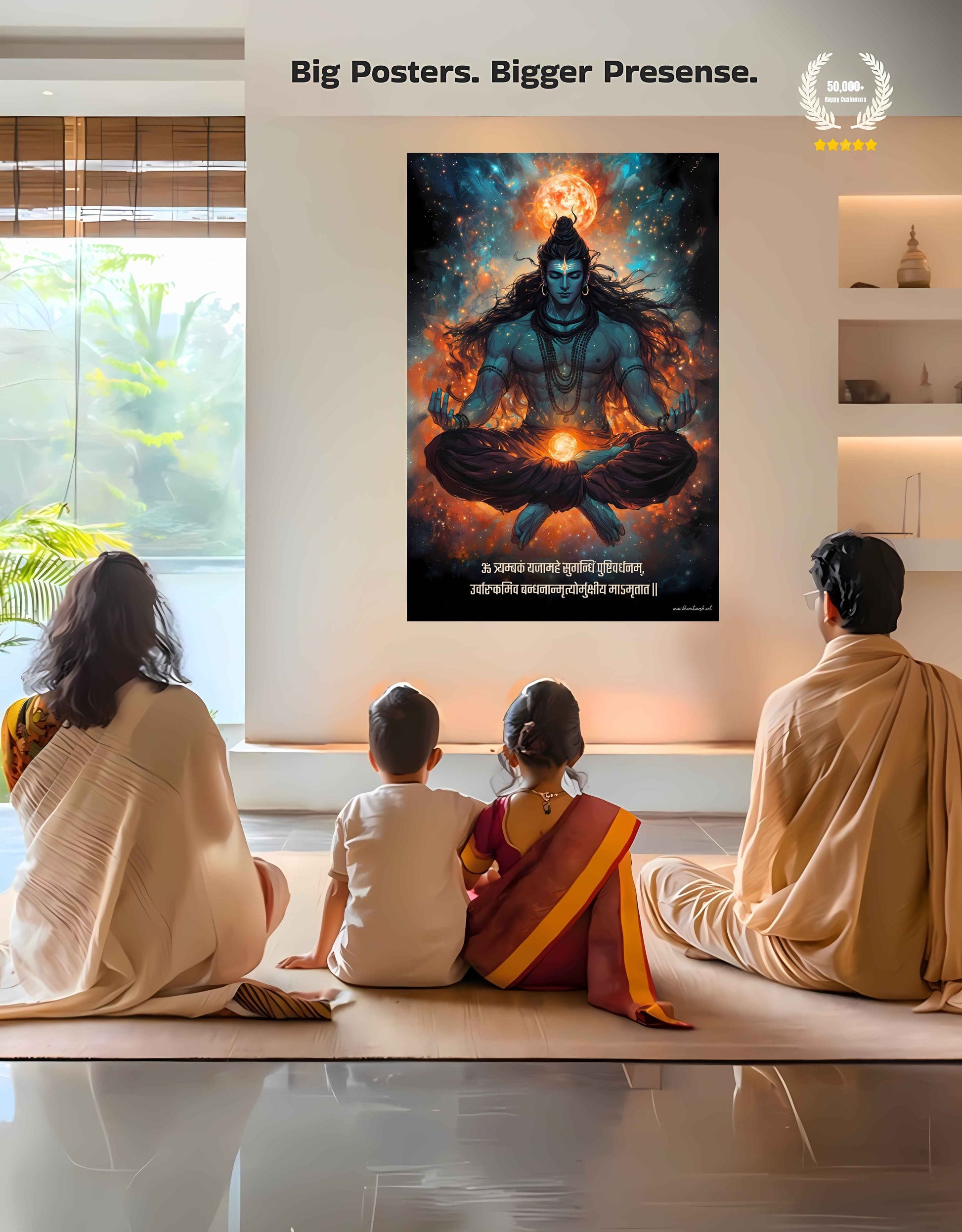 The "ॐ त्र्यम्बकं यजामहे " Lord Shiva Large Poster | 8K | Premium Glossy