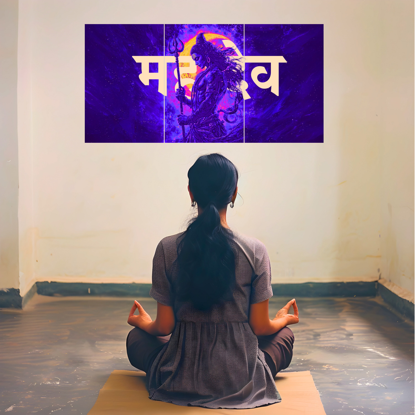 The 'महादेव' Lord Shiva Epic 3 Panel SPLIT Poster | 8K | Premium Glossy