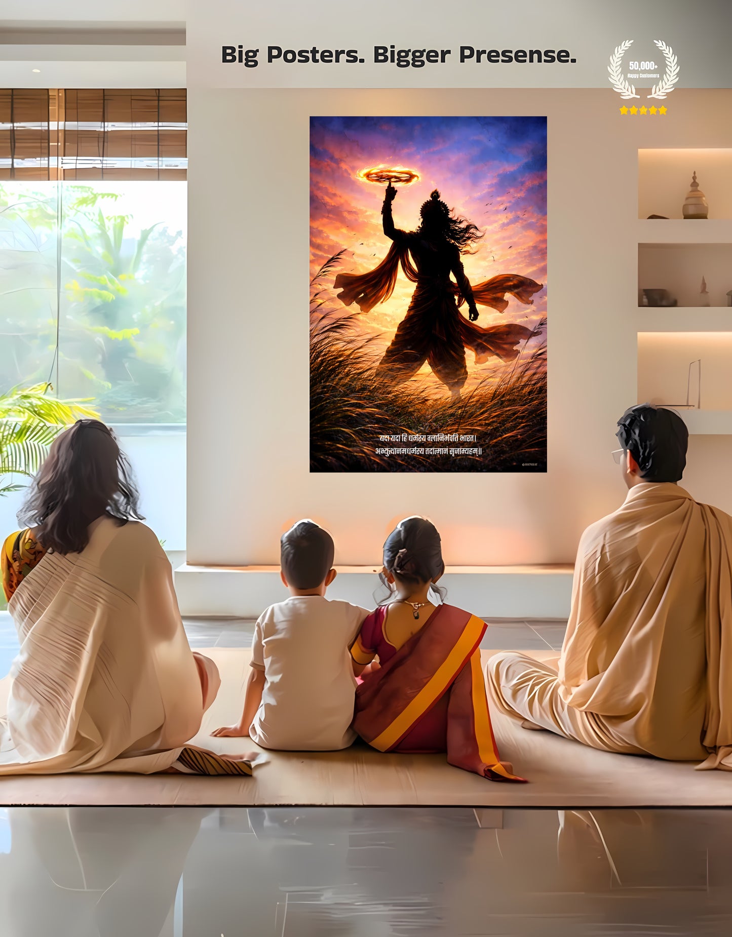 The "यदा यदा हि धर्मस्य" Krishna Bhagwan Premium Large Poster | 8K | Premium Glossy