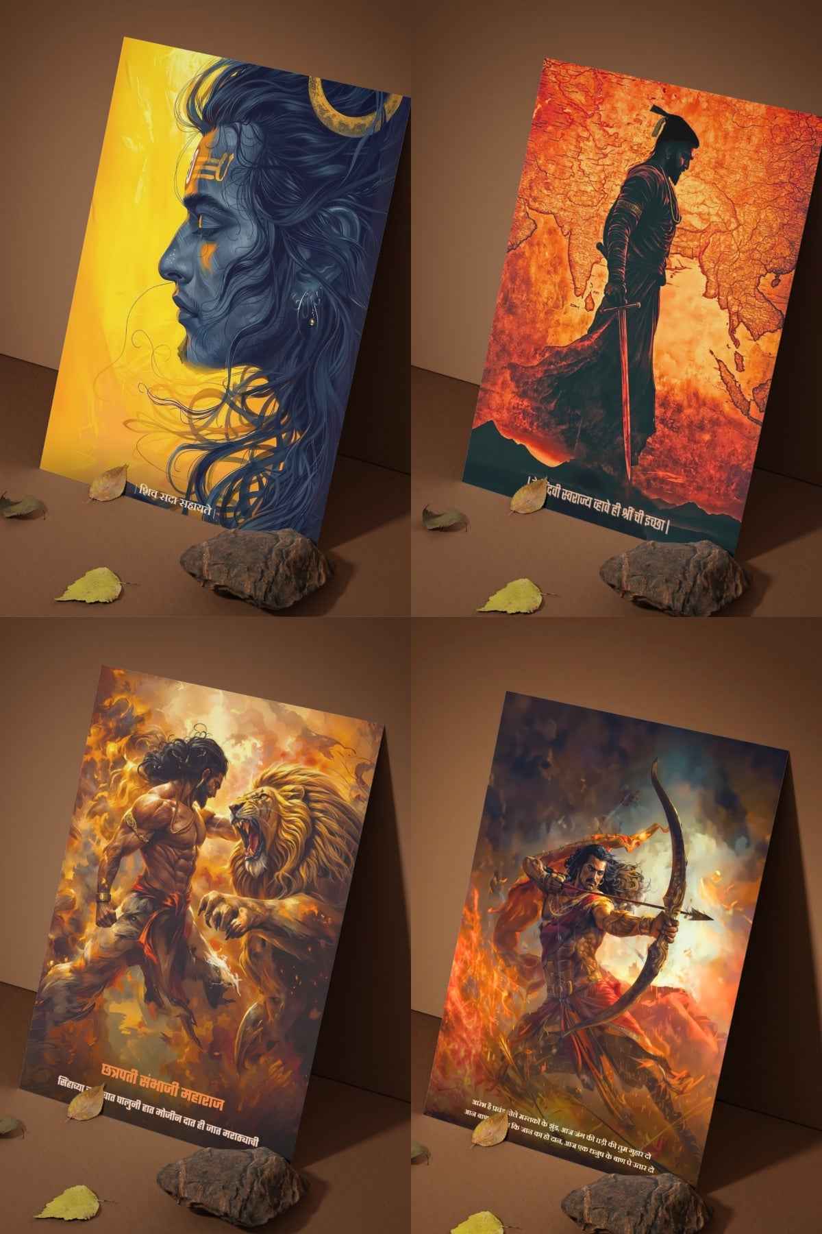 The 'BLOODLINE' 12 Premium Posters Combo + Free Fevicol EasyStick Kit + 2 Surprise Sticker | Size : 1 x 1.5 ft - Bharatvarsh Arts--Wall Poster Sets - Buy Indian Spiritual, Mythology, Gods, Warrior Wall Art - For Living Room, Decor