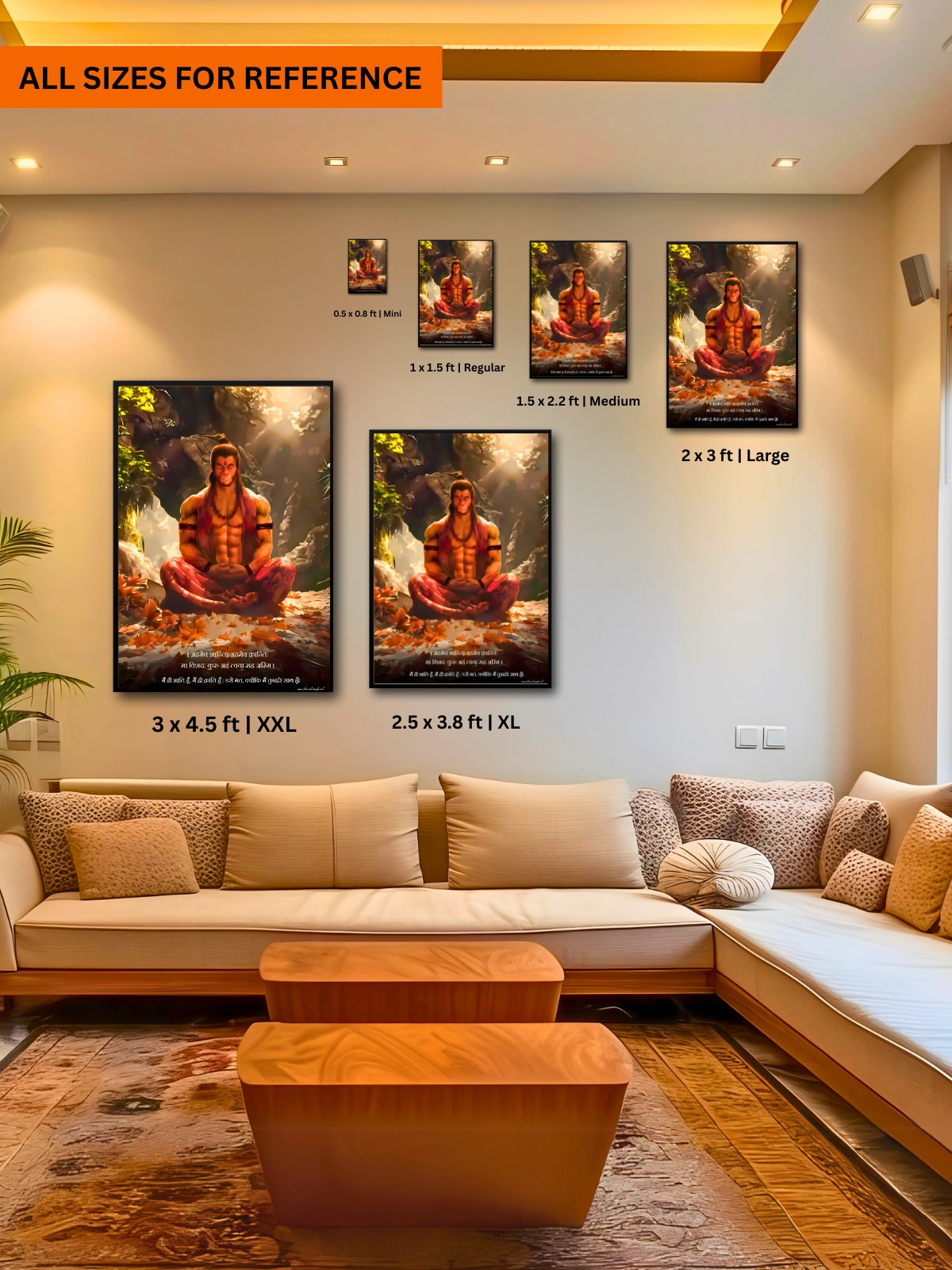 The 'अहमेव क्रान्तिः' Hanuman Meditation Wall Frame | Premium Quality - Bharatvarsh Arts--Wall Poster Sets - Buy Indian Spiritual, Mythology, Gods, Warrior Wall Art - For Living Room, Decor