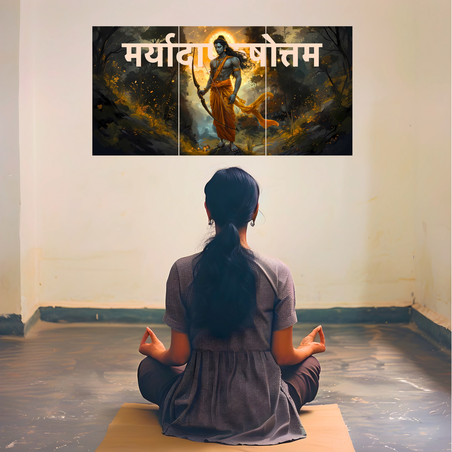 The 'मर्यादापुरुषोत्तम' Prabhu Shree Ram Epic 3 Panel SPLIT Poster | 8K | Premium Glossy